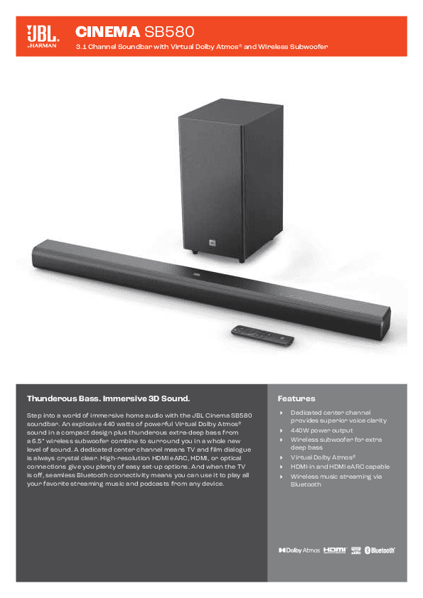 ساندبار جی بی ال مدل JBL Cinema SB580
